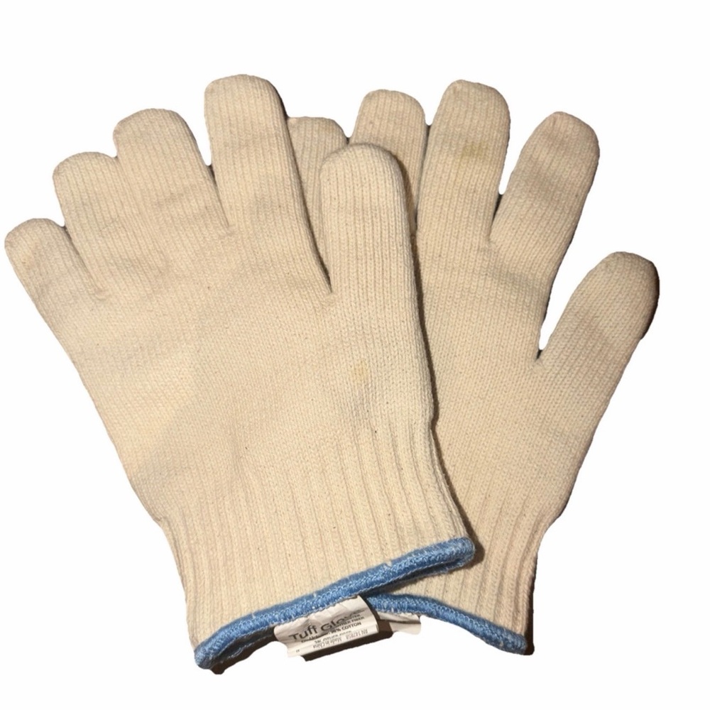 Knit Tuff Glove Gloves Cream with Blue Trim One Size Fits Most - Fits Large